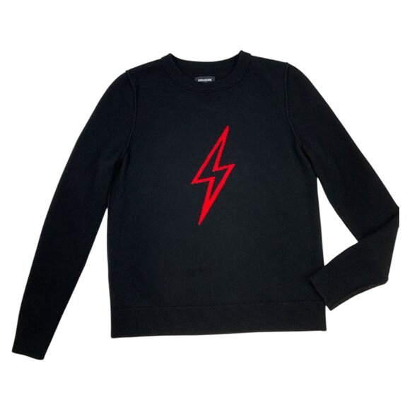 Zadig & Voltaire Miss Flash Sweater M Black Crewneck Wool Cashmere - Picture 15 of 15